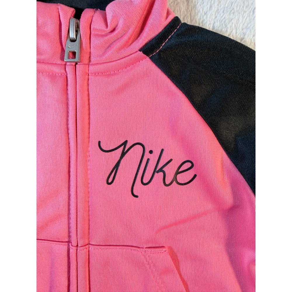 Nike Girls Pink Black‎ 2 Piece Tracksuit Set Full Zip Jacket Pants Size 12M NWT - Picture 12 of 16